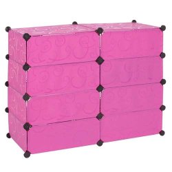 Skoreol - skoskab med 8 rum til skoopbevaring 73 x 92 x 36 cm ~ pink