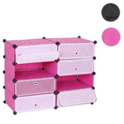 Skoreol - skoskab med 8 rum til skoopbevaring 73 x 92 x 36 cm ~ pink