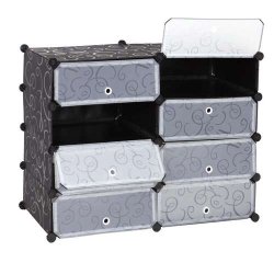 Skoreol - skoskab med 8 rum til skoopbevaring 73 x 92 x 36 cm ~ sort