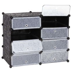 Skoreol - skoskab med 8 rum til skoopbevaring 73 x 92 x 36 cm ~ sort