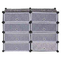 Skoreol - skoskab med 8 rum til skoopbevaring 73 x 92 x 36 cm ~ sort