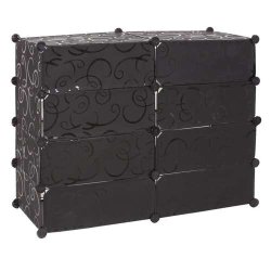 Skoreol - skoskab med 8 rum til skoopbevaring 73 x 92 x 36 cm ~ sort