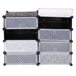 Skoreol - skoskab med 8 rum til skoopbevaring 73 x 92 x 36 cm ~ sort