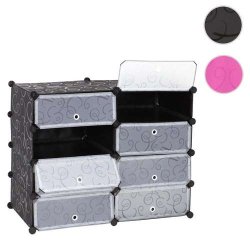 Skoreol - skoskab med 8 rum til skoopbevaring 73 x 92 x 36 cm ~ sort