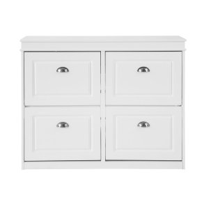 Skoskab med 4 vippeskuffer og skohylder - hvid 1052482 cm