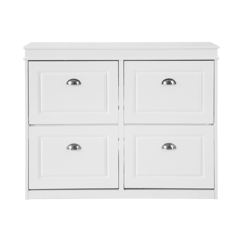 Skoskab med 4 vippeskuffer og skohylder - hvid 1052482 cm