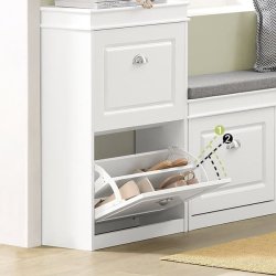 Skoskab med 2 skabe til sko med vippefunktion og lge - hvid