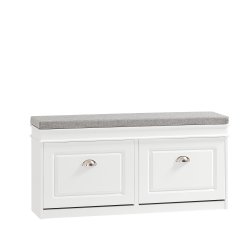 Skoskab, skobnk med hynde, entrebnk, hvid 104x24x51cm