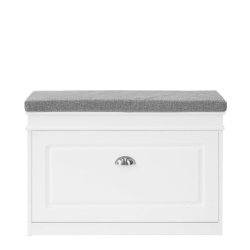 Skoskab, skob�nk med hynde, entreb�nk, hvid 75x24x51 cm