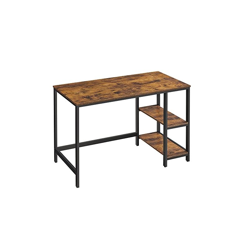 Skrivebord med 2 hylder - computerbord - rustik brun 120x60x75