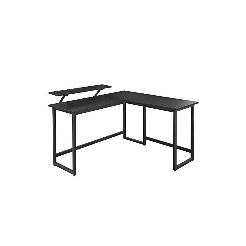 Hjrneskrivebord med skrmstativ - skrivebord - sort 140 x 130