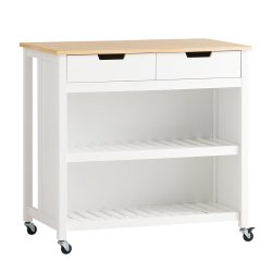 Kkken p hjul, kkkenvogn med skuffer, hvid 98x58x94 cm