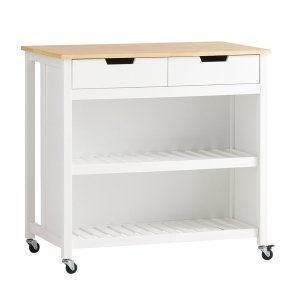 Kkken p hjul, kkkenvogn med skuffer, hvid 98x58x94 cm