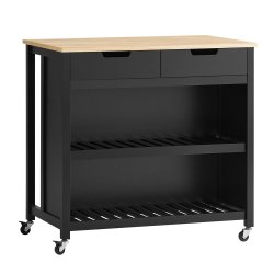 Kkken p hjul, kkkenvogn med skuffer, sort 98x58x94 cm