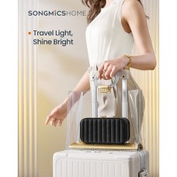 Smykkeskrin med spejl - kompakt rejseskrin til smykker - sort