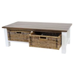 Sofabord - hvidt stuebord i mahogni tr� med 2 kurve 38x112x52 cm