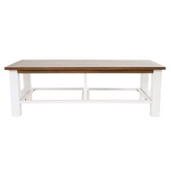 Sofabord - hvidt stuebord i mahogni tr� med 2 kurve 38x112x52 cm