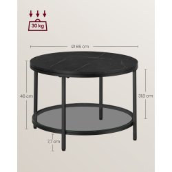 Stuebord - rundt sofabord med sort bordplade og sort stel