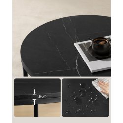 Stuebord - rundt sofabord med sort bordplade og sort stel