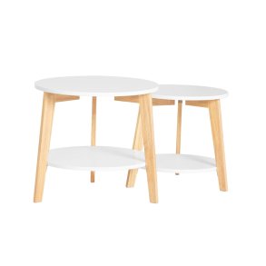 Sofabord st med 2 stueborde med hylder, hvid 51x46 og 42x40