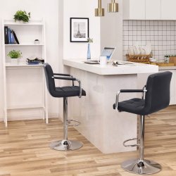 Barstol - 2 stk justerbare barstole - sort l�der