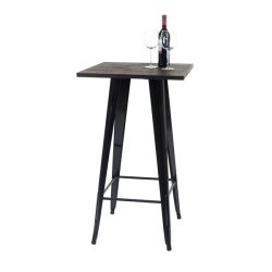 Cafebord med bordplade i tr - fransk bistro bord - 107x60x60cm ~ sort