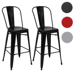 Barstol i industriel design - 2 stk barstole i sort metal med hj rygln