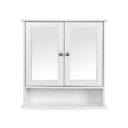 Spejlskab - vghngt skab med 2 spejldre - hvid 58 x 56 x 13 cm