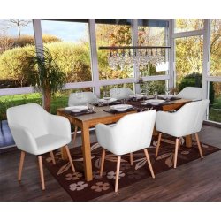 Spisebordsstol - spisestuestol i retro 50'er design ~ hvid PU kunstlder