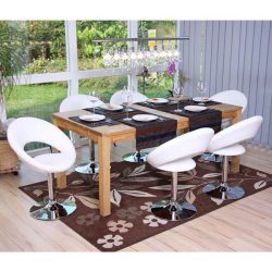 Spisestuestol med drejefod - spisebordsstol ~ hvid kunstlder