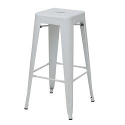 Barstol i industriel design - stabelbar barstol i metal - hvid uden ryg