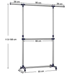 Tjstativ med 2 tjstnger - justerbar slv bjlestang p hjul