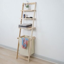 Stigereol med vasketjskurv - badevrelsesreol i tr