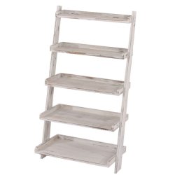 Stigereol i hvid antik vintage look - vghngt gulvreol i tr 119 x 64 x 38 cm