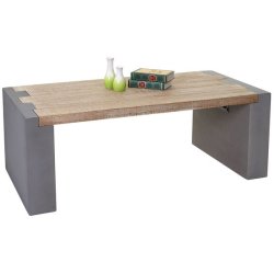 Sofabord - stuebord i massiv rustik fyrretr og beton-look 46x122x60 cm