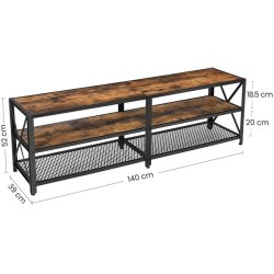 TV-b�nk - TV-bord i industrielt design - rustik brun 140x39x50