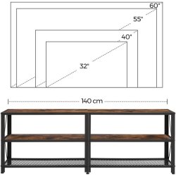 TV-b�nk - TV-bord i industrielt design - rustik brun 140x39x50