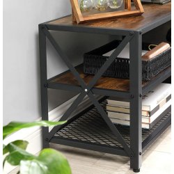 TV-b�nk - TV-bord i industrielt design - rustik brun 140x39x50