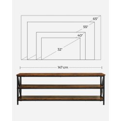 TV-b�nk - TV-bord i industrielt design - rustik brun 147x40x50