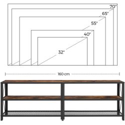 TV-b�nk - TV-bord i industrielt design - rustik brun 160x39x50