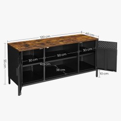 TV-b�nk - TV-bord i rustik brun tr� og sort st�l 80 x 40 x 76