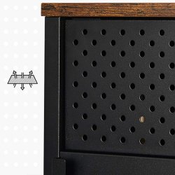 TV-b�nk - TV-bord i rustik brun tr� og sort st�l 80 x 40 x 76