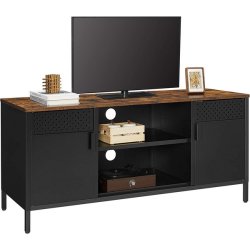TV-b�nk - TV-bord i rustik brun tr� og sort st�l 80 x 40 x 76