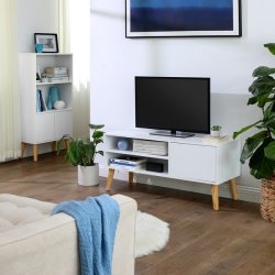 TV-b�nk - TV-bord i skandinavisk design - hvid 110 x 40 x 50