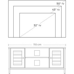 TV-bord - TV-b�nk i industrielt design - rustik brun 110x40x50