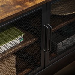 Sk�nk - TV-b�nk og TV-bord - rustik brun tr� og sort st�l