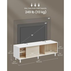 TV-bord - samles uden v�rkt�j - hvid og beige 140x39x45 cm