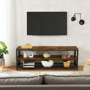 TV-b�nk - TV-bord i industrielt design - rustik brun 140x40x52