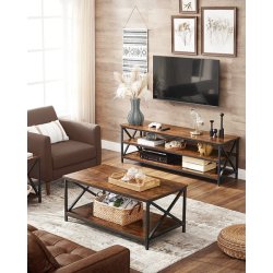 TV-b�nk - TV-bord i industrielt design - rustik brun 147x40x50