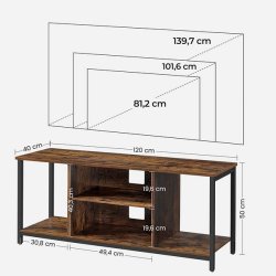 TV-b�nk - TV-bord i industrielt design - rustik brun 120x40x50